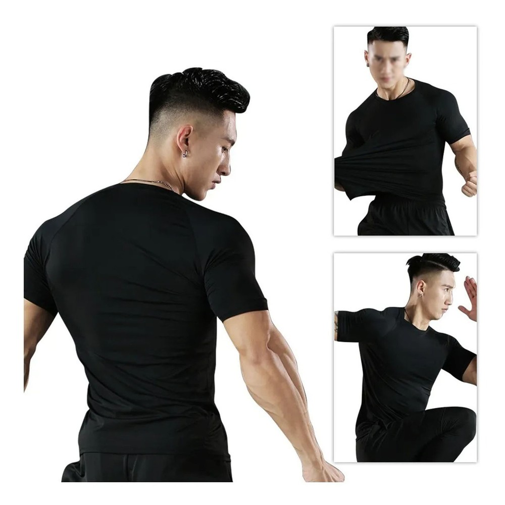Black M Men's Cool Dry Compression Shirt for Sports & Workouts