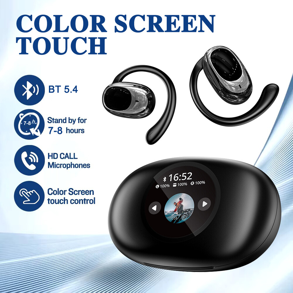 Wireless Open-Ear Bluetooth Headphones with Touch Control & Noise Cancellation