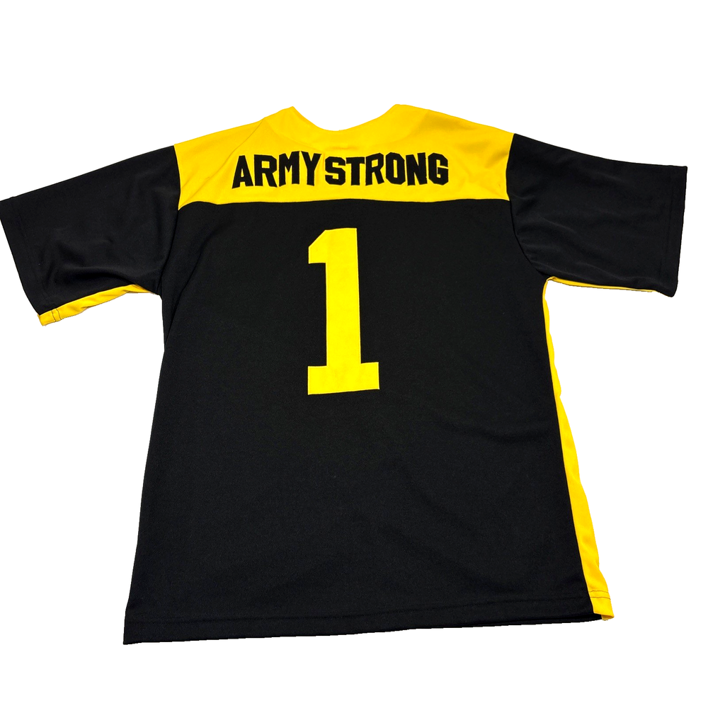 Army Strong Sewn Stitched Baseball Jersey #1  Mens XL Black Yellow Button Up USA