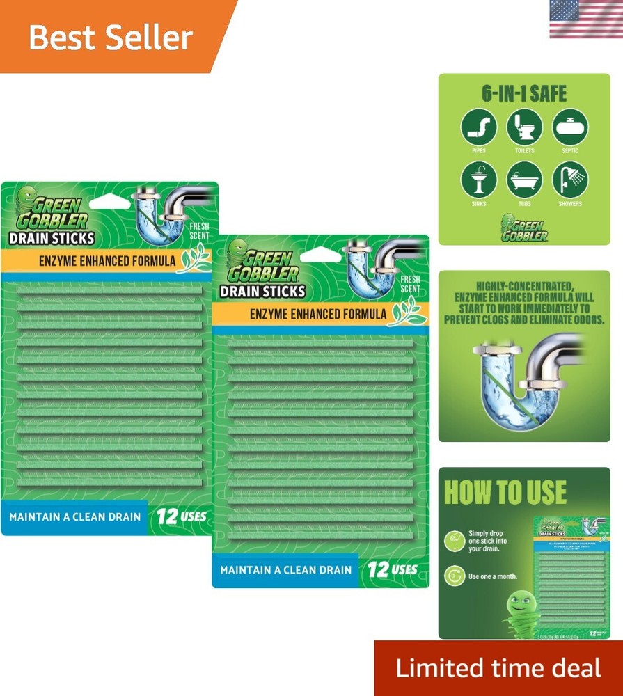 Fresh Scent Drain Cleaner & Deodorizer Sticks for Toilet Tanks, Sinks & Tubs