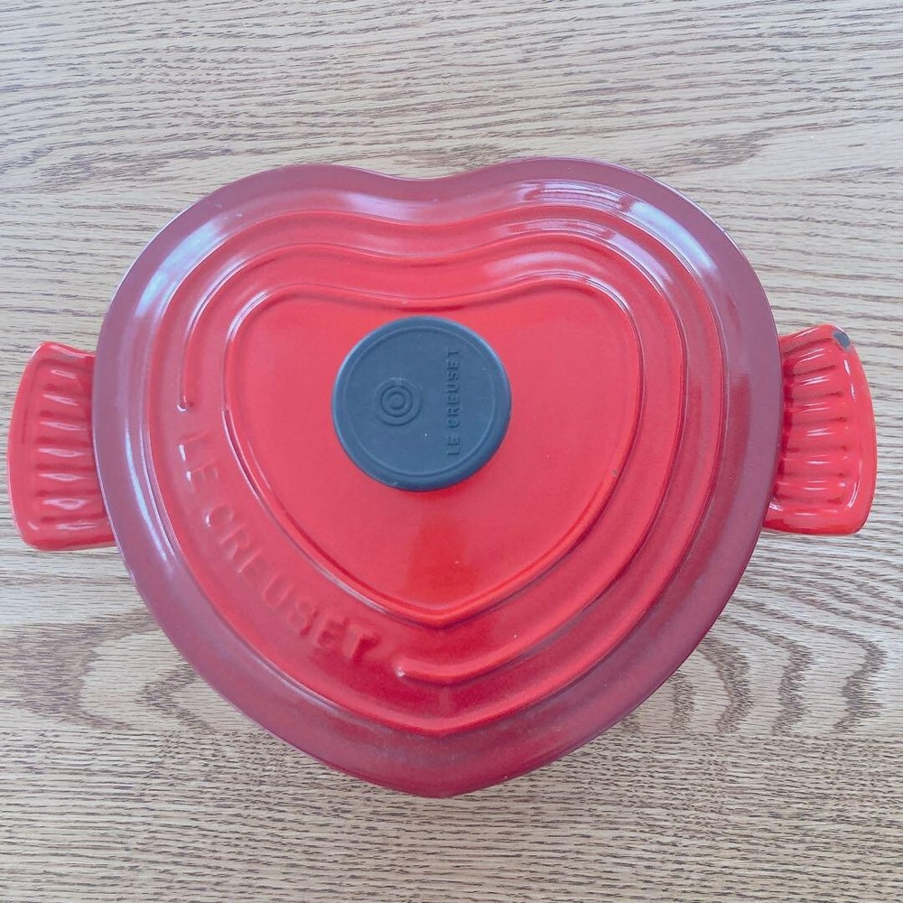 Vintage Le Creuset Heart Cocotte 20cm 1.9L Cherry Red No Box Japan