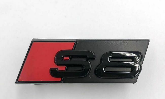 Audi S8 Hood Emblem Decal Front Bonnet Grille Badge Logo Gloss Black
