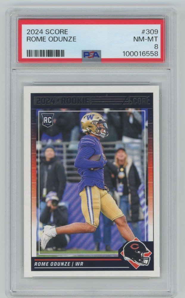 2024 Score Rome Odunze RC PSA 8 Chicago Bears #309