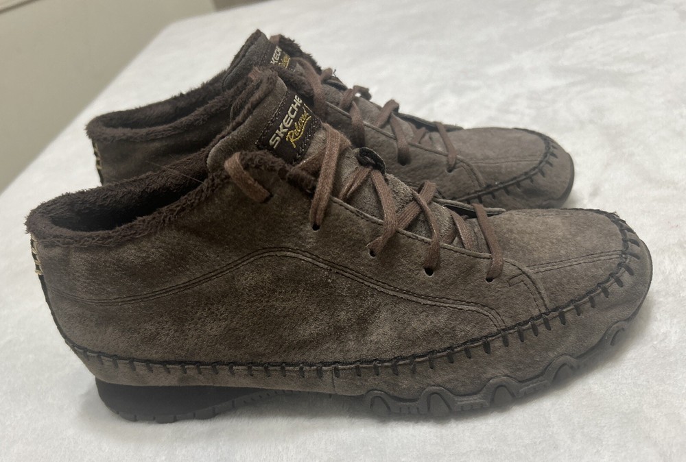 Sketchers Relaxed Fit Bikers Lineage Moccasin Boots Women’s 8.5 Brown Suede