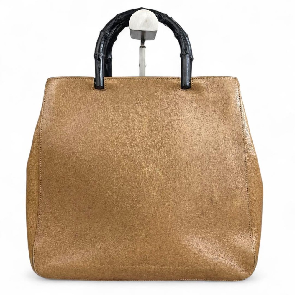 Gucci Bamboo Leather Tote Bag in Beige 002 1060 New Designer Handbag