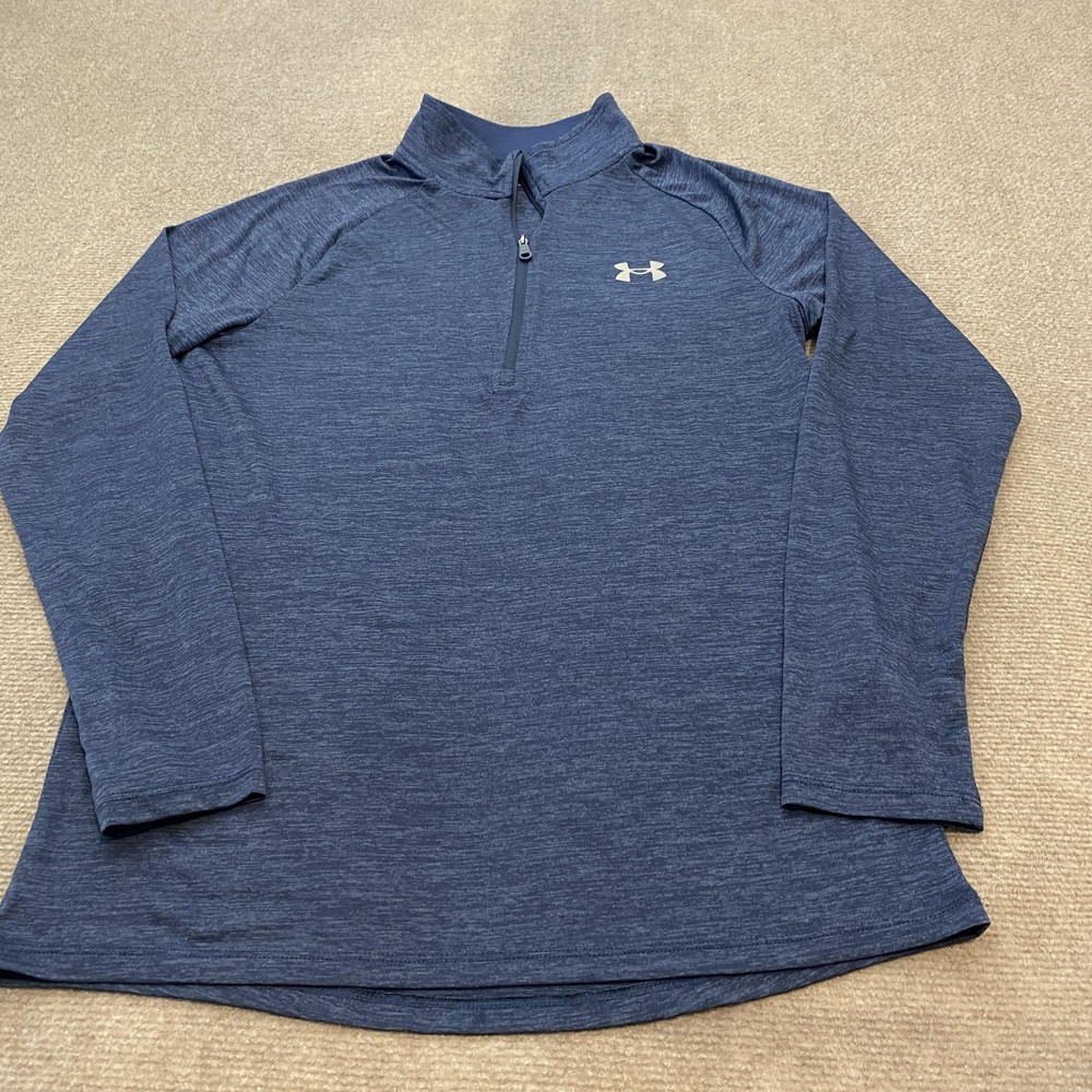 Under Armour Shirt Mens Small Blue Quarter Zip Pullover Athletic Training Run