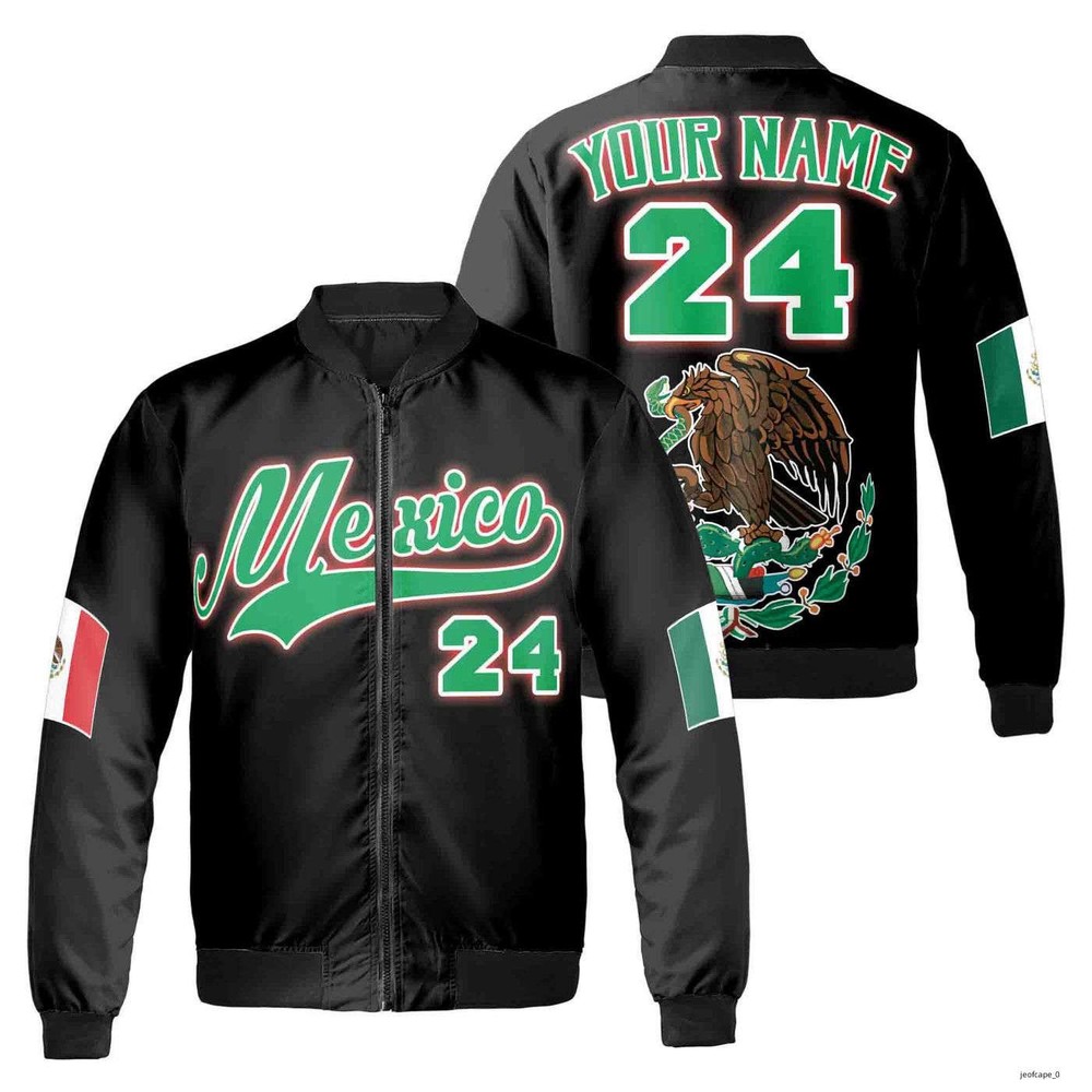 Personalized Name Mexico Flag Eagle Mexican Team Gift Bomber Jacket S-5XL