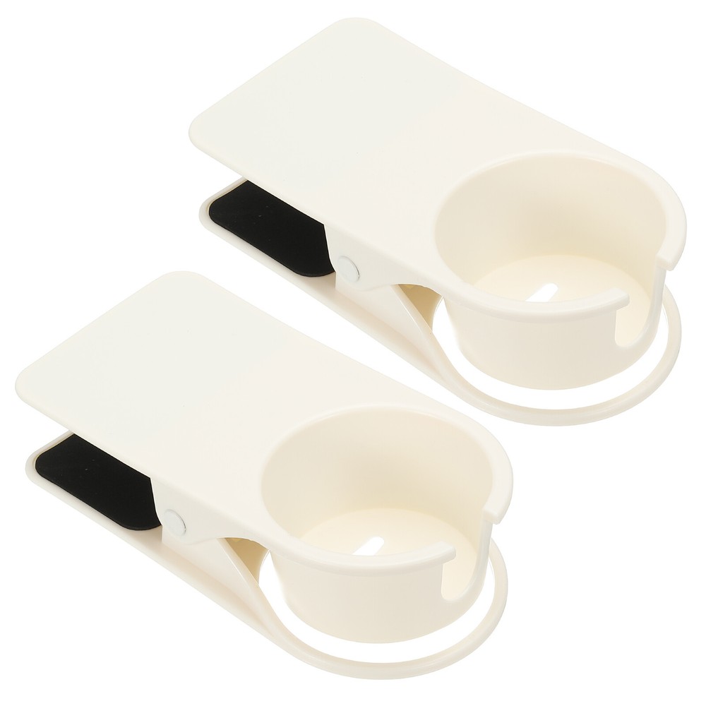 Clamp on Table Bottle Clip Holder with Side Open for Desk Chairs, White, 2 Pcs