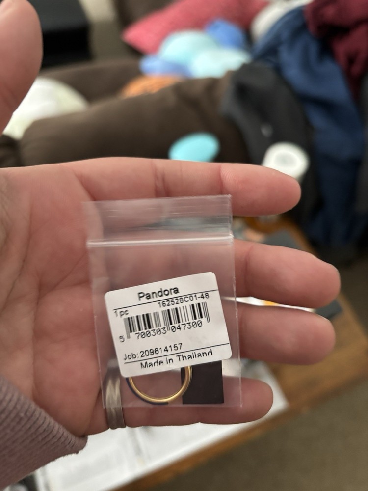 Pandora ME Pave and Blue Dual Ring Gold Size 5 Authentic