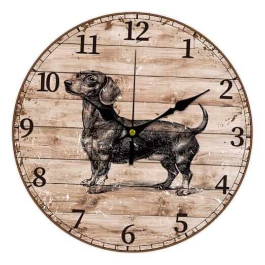 12inch Sausage Dog Wall Clock Vintage Style Pattern Battery Operated Silent