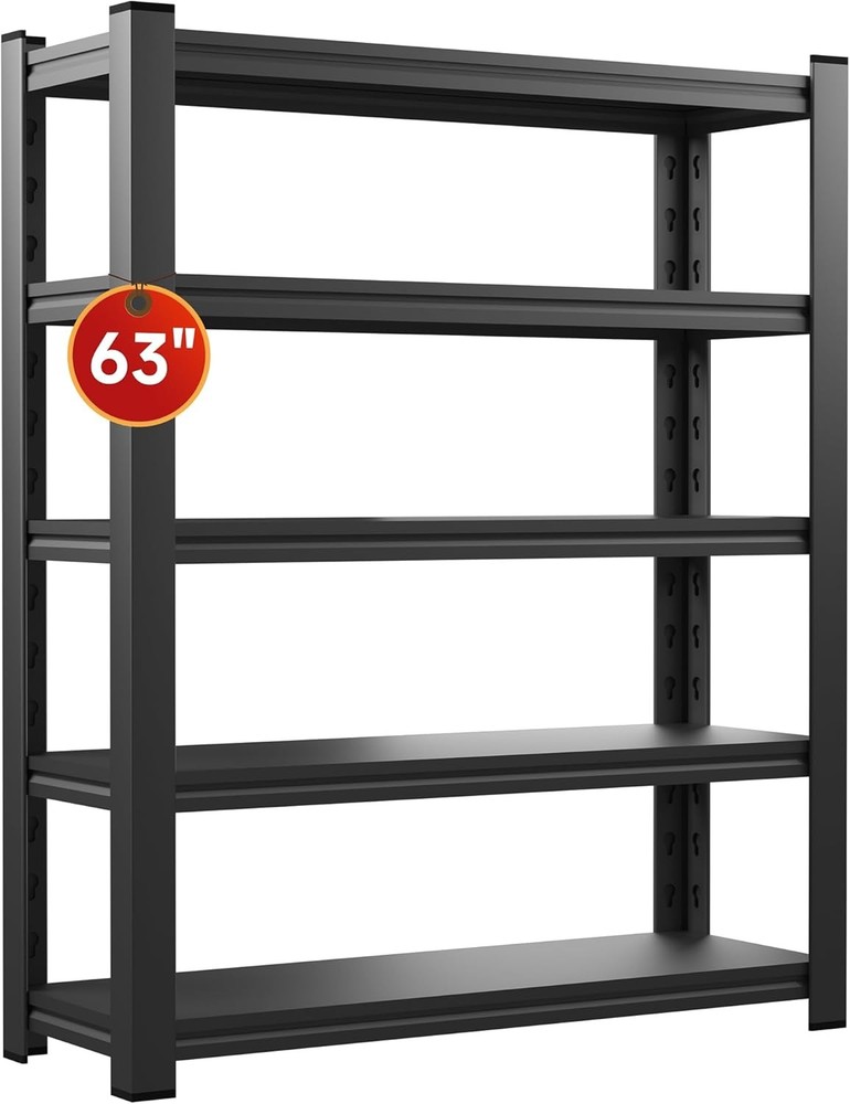 63-inch Heavy Duty Garage Shelving with 2000 lb Capacity and Adjustable Storage