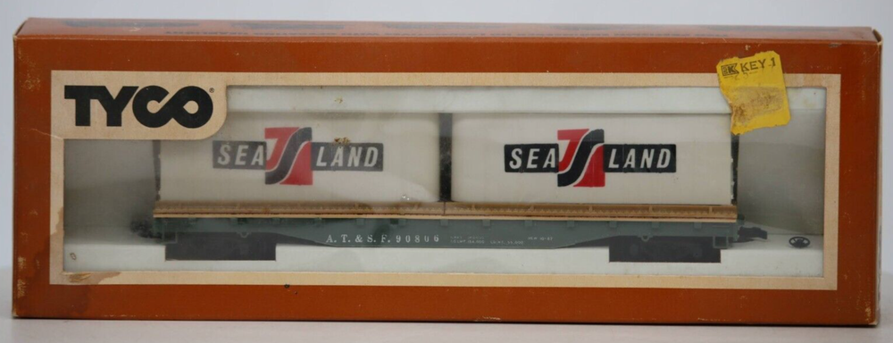 TYCO HO Scale 1:87 Sea-Land 50ft Flat Car with Container 352B RTR