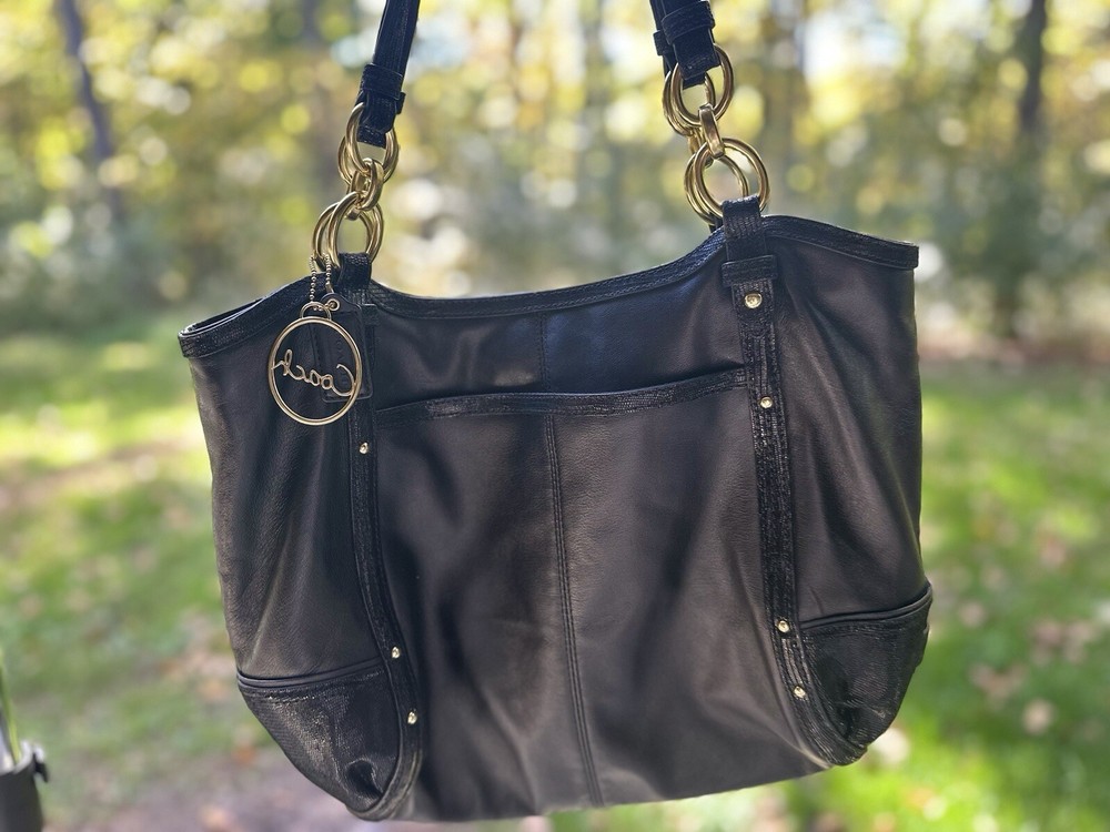Coach Shoulder Satchel Style Alexandra Python Black Chain Leather Large Vintage