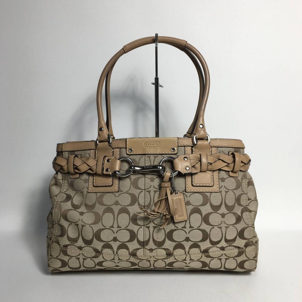 Coach Signature 75B10 Light Brown Leather Handbag