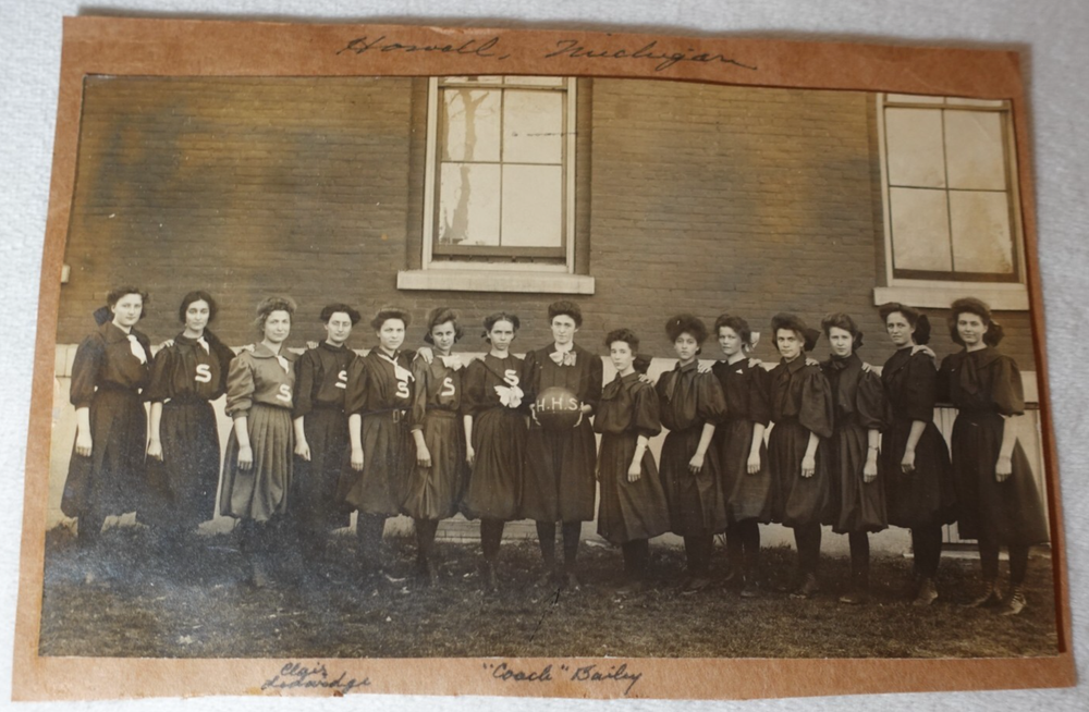 Howell High School Girls Basketball Team Early 1900s Michigan Antique Photo
