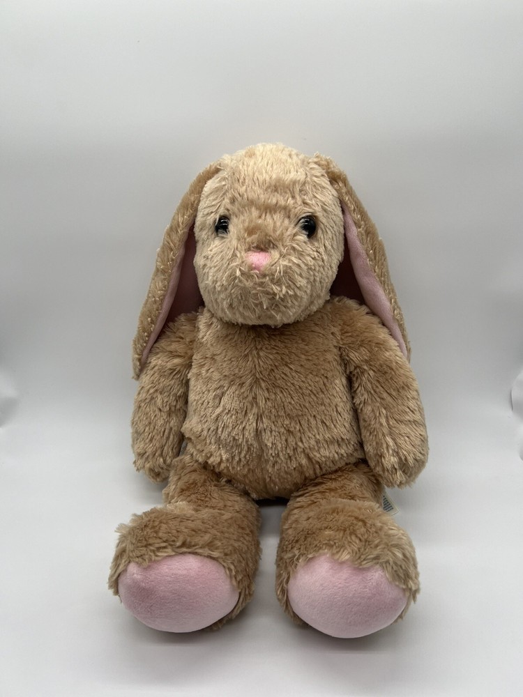 Build a Bear Brown Lop Eared Bunny Tan Pink Rabbit Plush Soft Stuffed Animal 15”