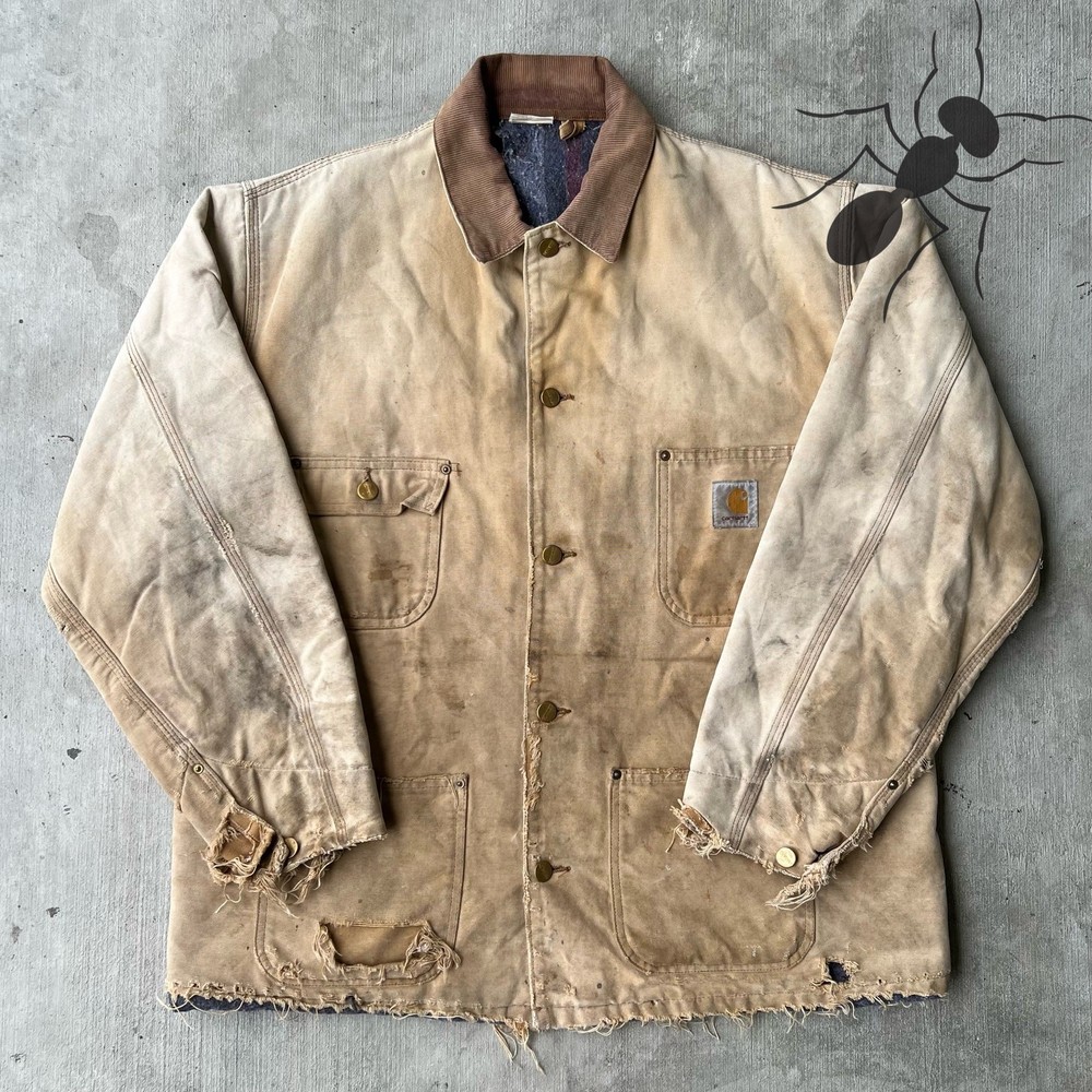 Vintage Y2K brown DISTRESSED Carhartt chore work wear jacket
