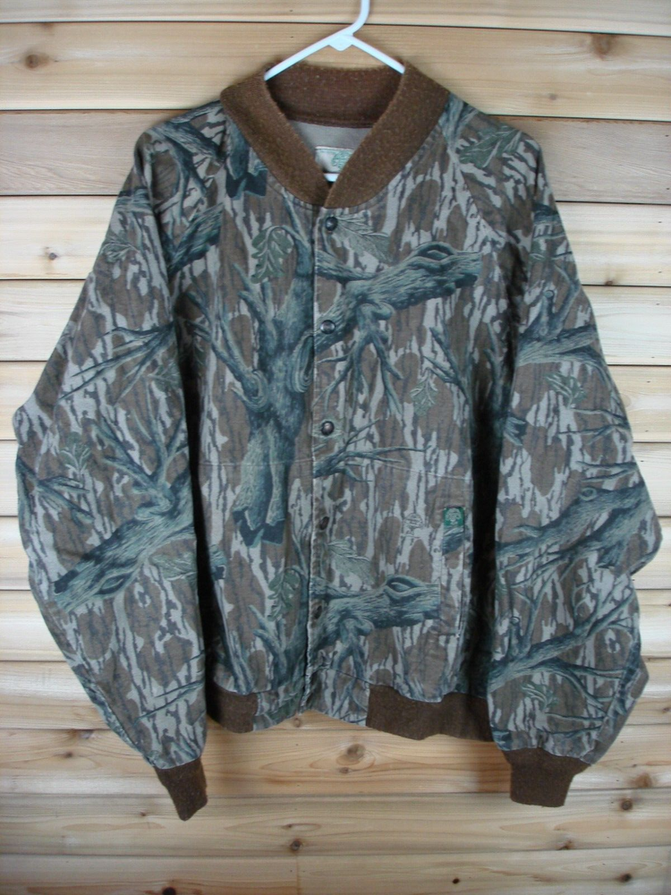 VTG Mossy Oak Camo Jacket Men's XXL Made in USA Tree Stand 1980s Hunting Cotton