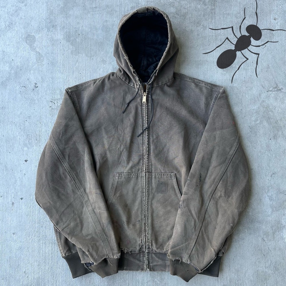Vintage Y2K Carhartt quilted hooded work jacket in brown