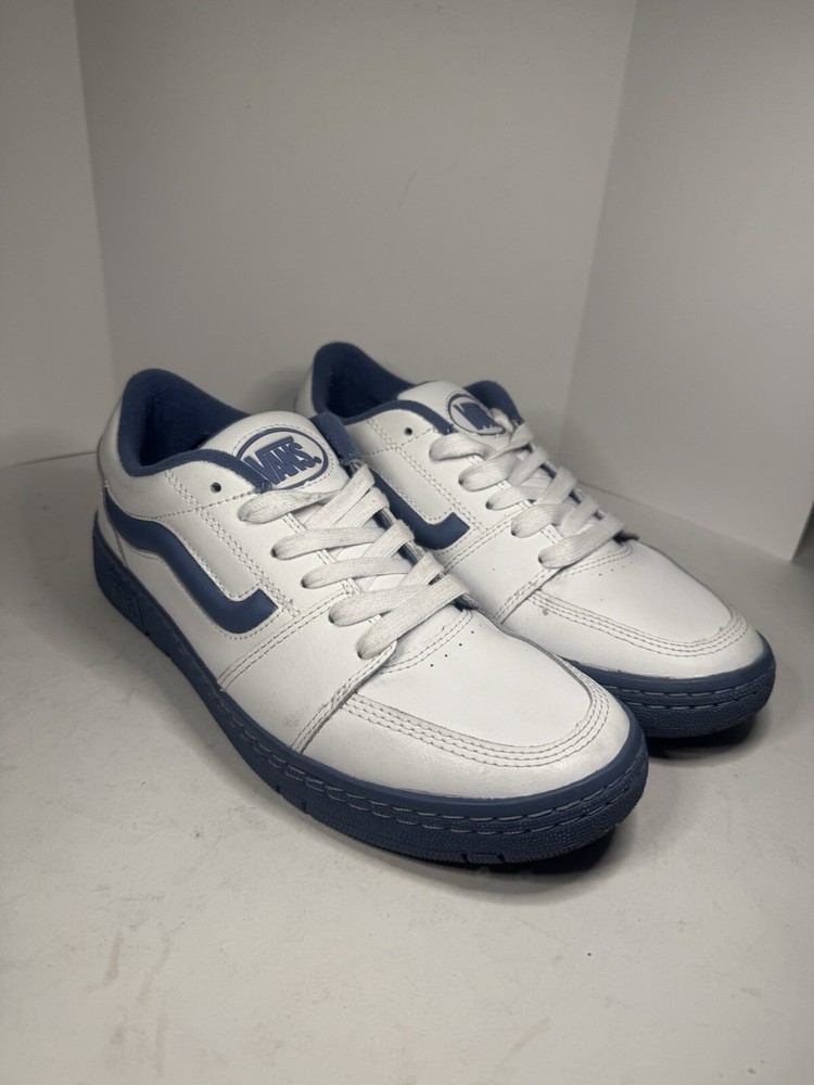 Vans UA Fairlane Leather Sneakers White Blue Women Size 10.5 M-9