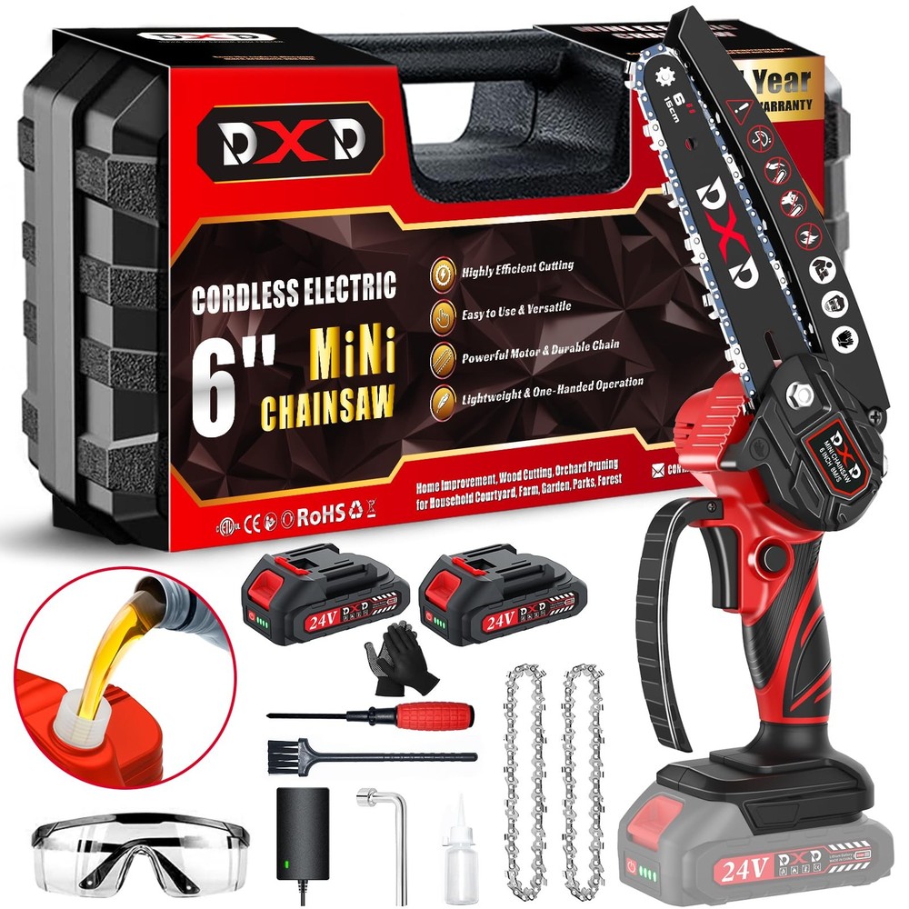 Handheld Mini Cordless Electric Chainsaw with Battery and Gas Option 6-Inch