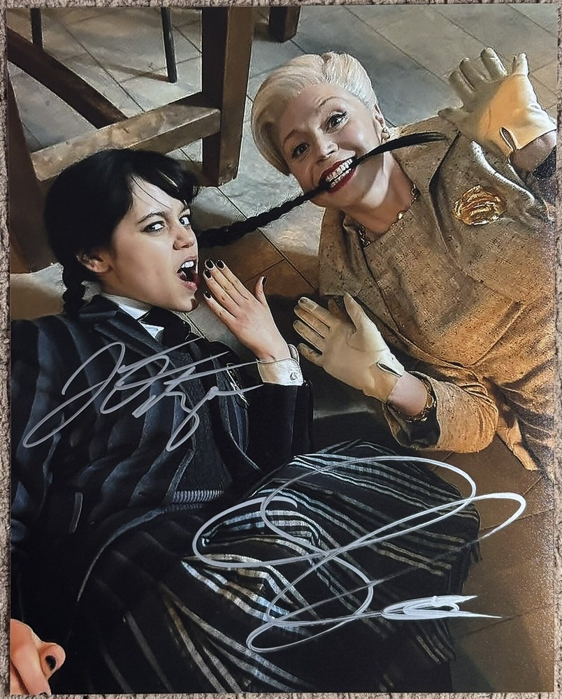Jenna Ortega and Gwendoline Christie Signed Photo, 8x10 with COA, Wednesday