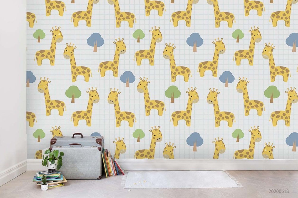 3D Giraffe Tree Cartoon Pattern Wall Murals Wallpaper Murals Wall Sticker