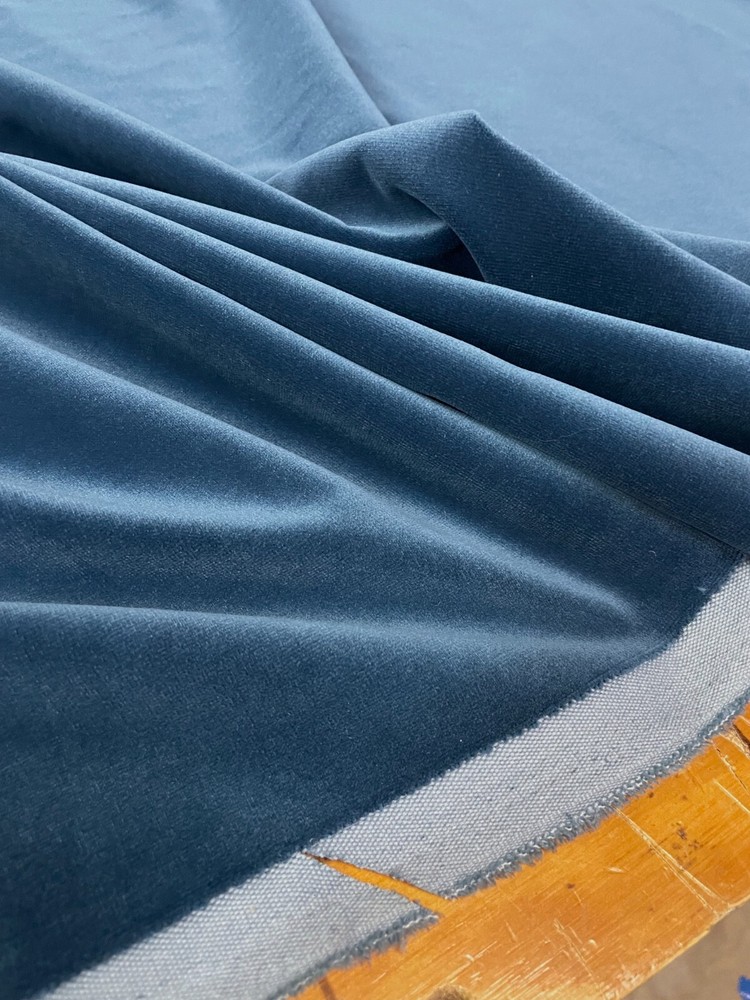 2-yard Maharam Tempo Dockside Blue Polyester Velvet Upholstery Fabric