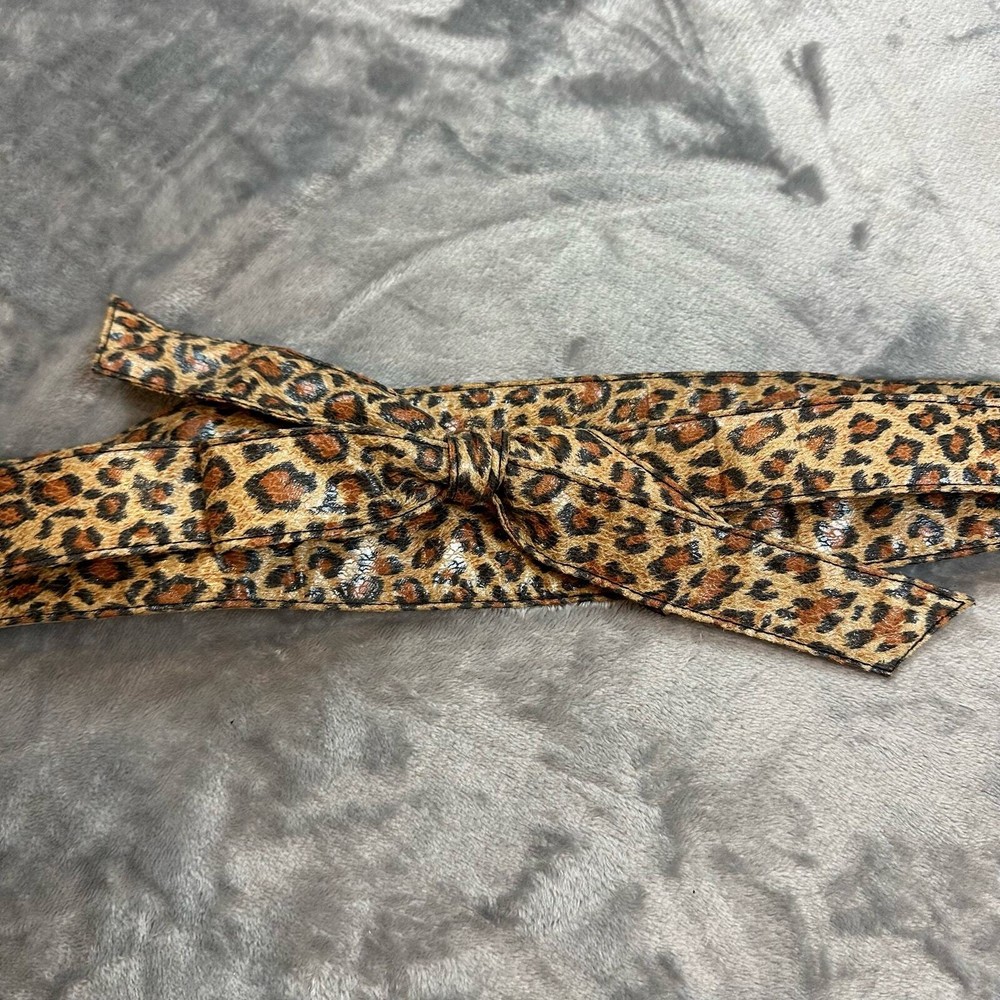 Leopard Animal Print Obi Belt Tie Front Leather Stretch Cummerbund Statement S