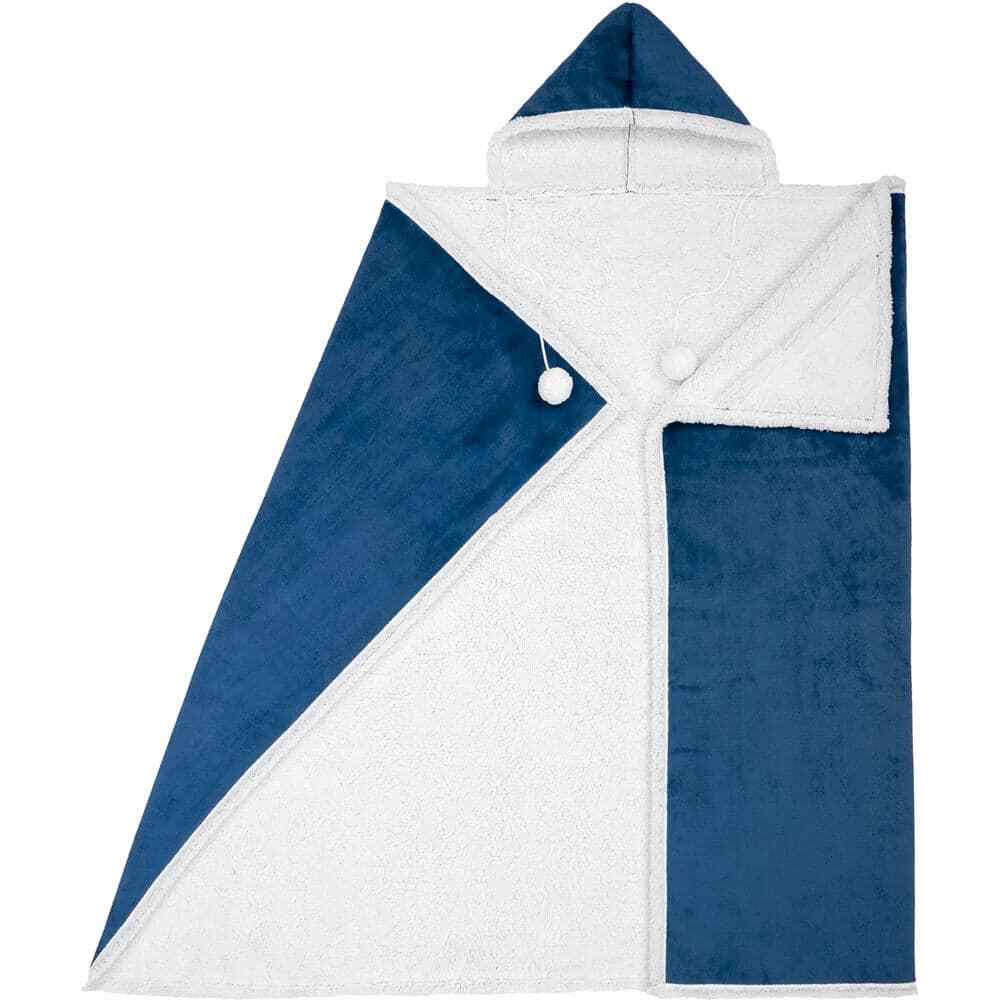Blue Solid Color Polyester Hooded Throw