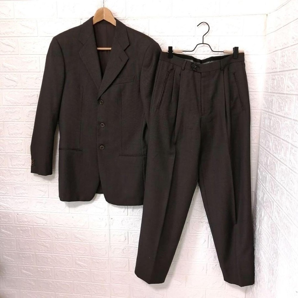 Armani Collezioni Slim Fit Brown Suit Jacket and Pants Size 46 Preowned
