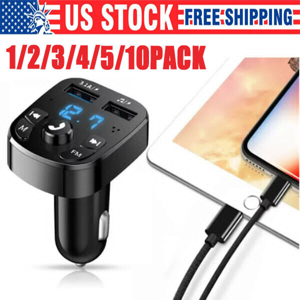 Bluetooth 5.0 FM Transmitter with MP3 Player and Dual USB Charger