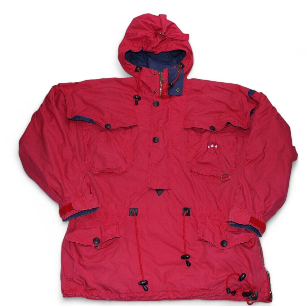 Men's XL Red TIND Hooded Jacket - Breathable Zip-Up Hiking Safari Coat with Pockets