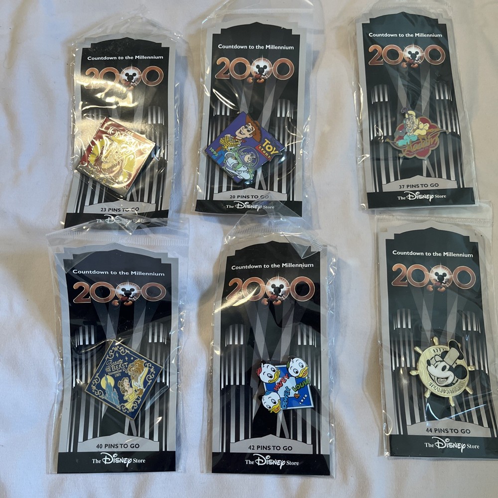Disney Millennium 2000 Countdown Pin Set of 6 New In Package