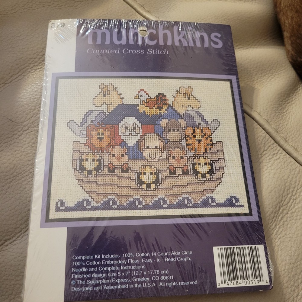 Munchkins Noah's Ark Bible Cross Stitch Kit NEW 5 x 7 Crafts