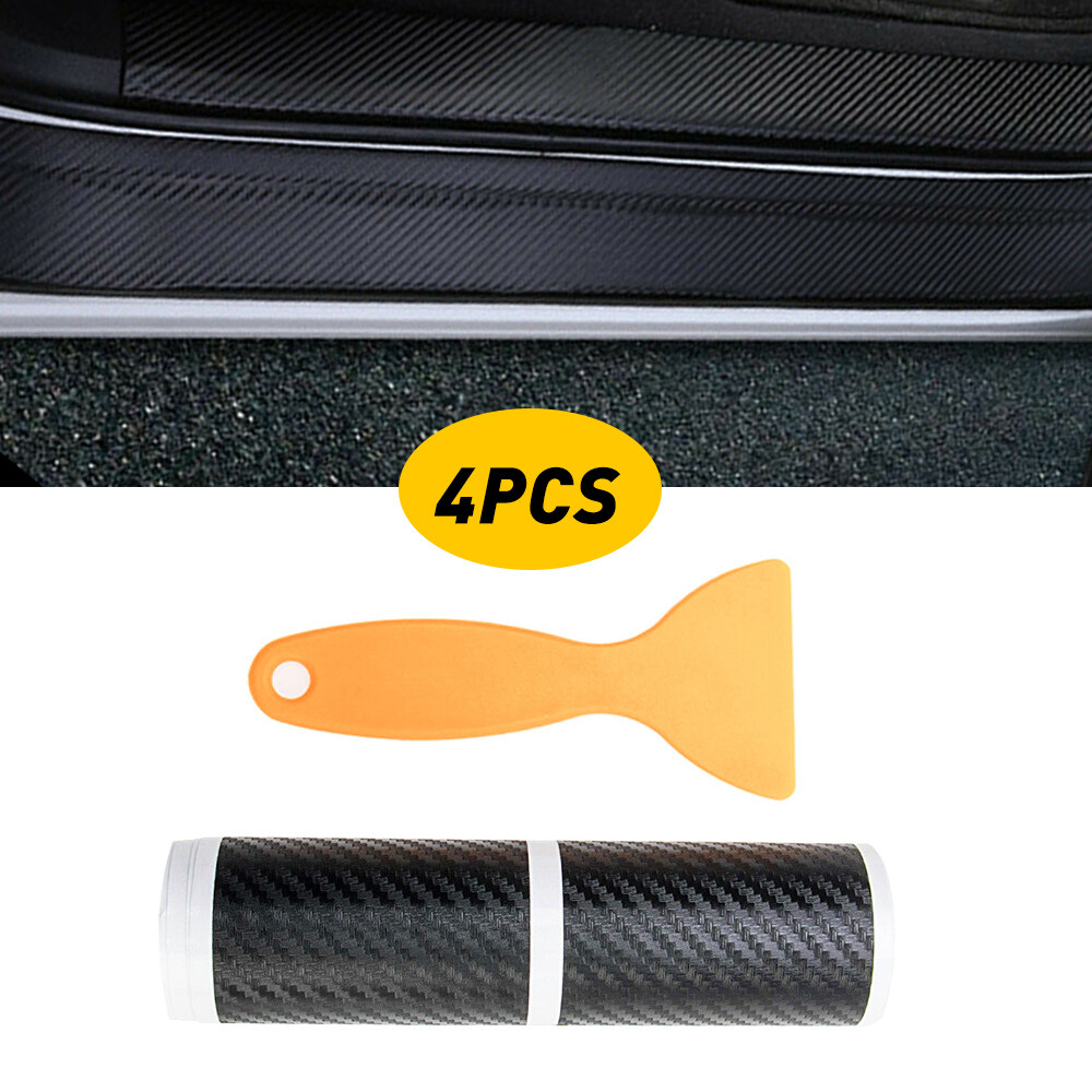 8x Carbon Fiber Car Door Plate Sill Scuff Cover Anti Scratch Sticker USA Stock