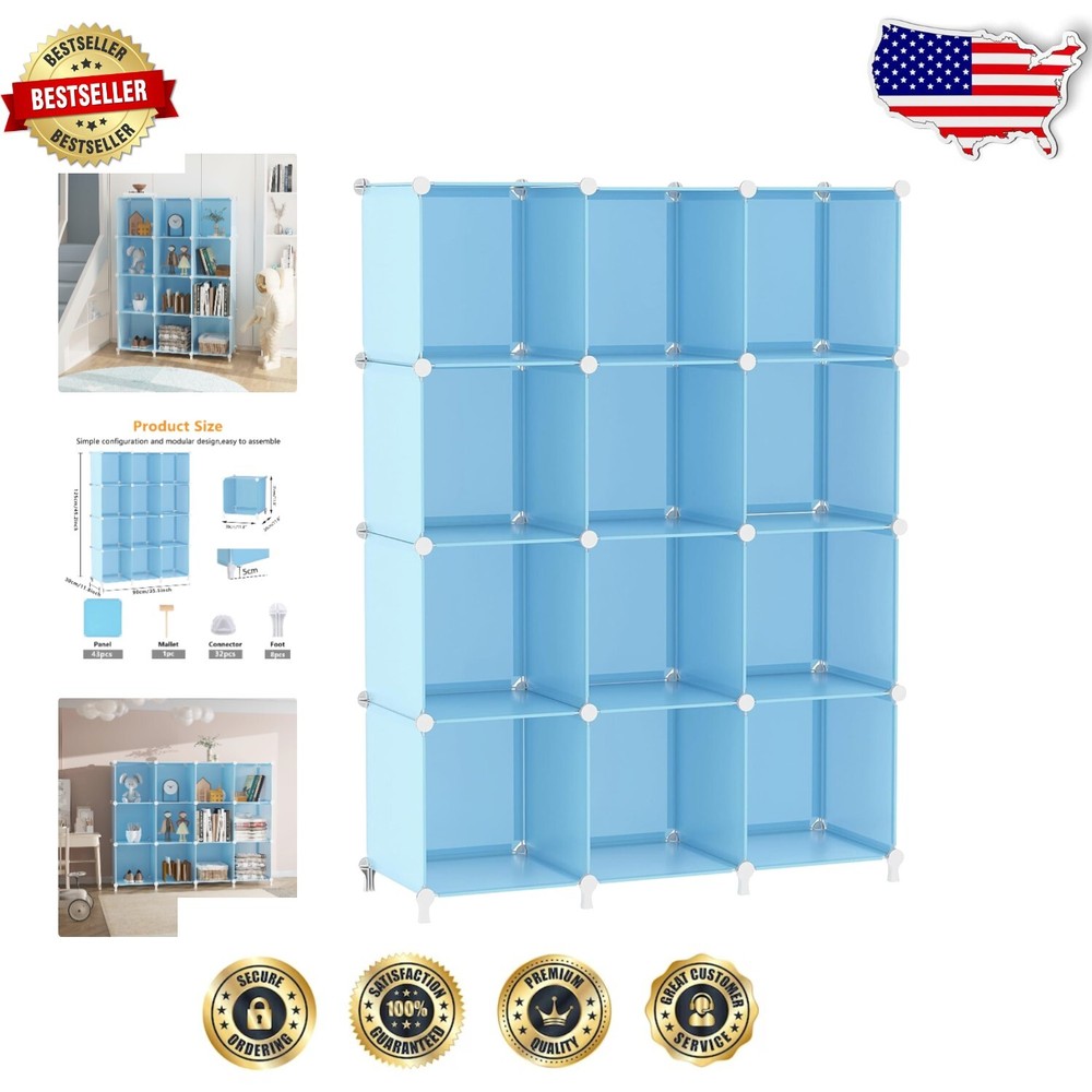 Space-Saving 12 Cube Storage Shelves - Easy Assembly for Kids' Room Organization