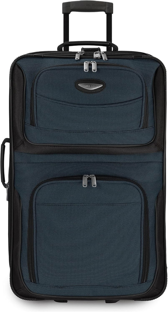 Amsterdam Expandable Rolling Upright Luggage, Navy, Checked-Medium 25-Inch