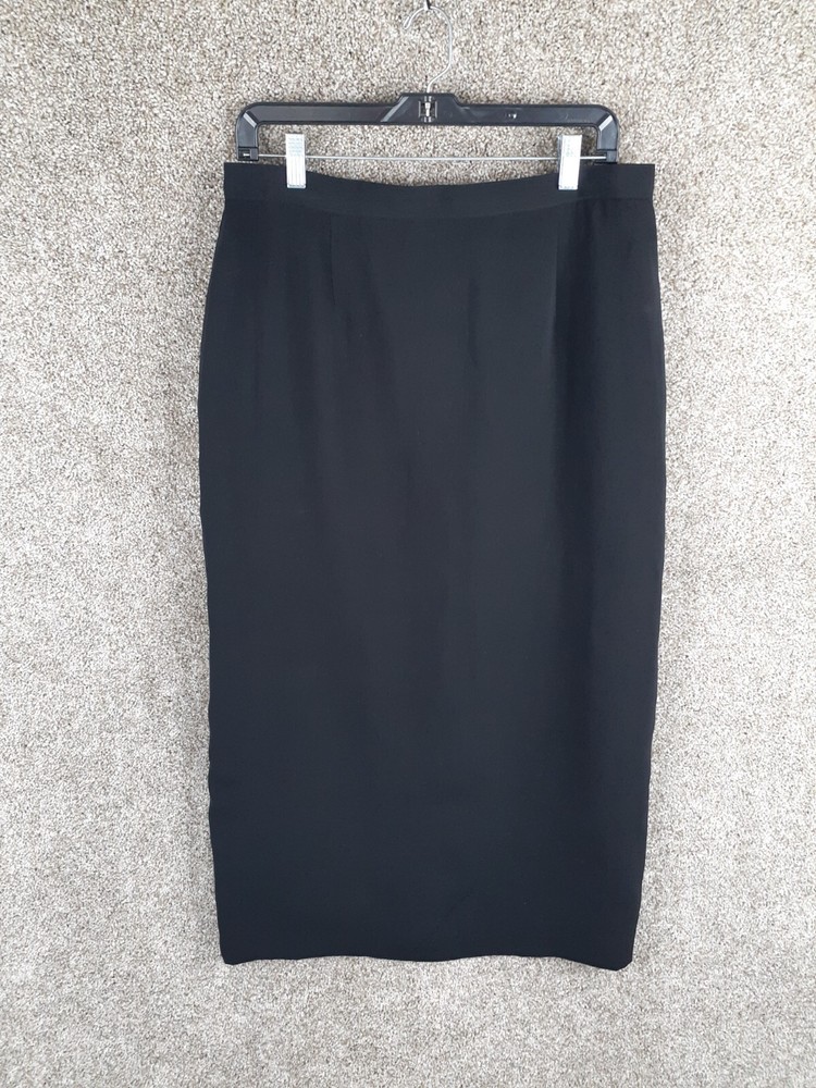 Sag Harbor Maxi Skirt Womens 16 Black Straight Slit Career Preppy Classic