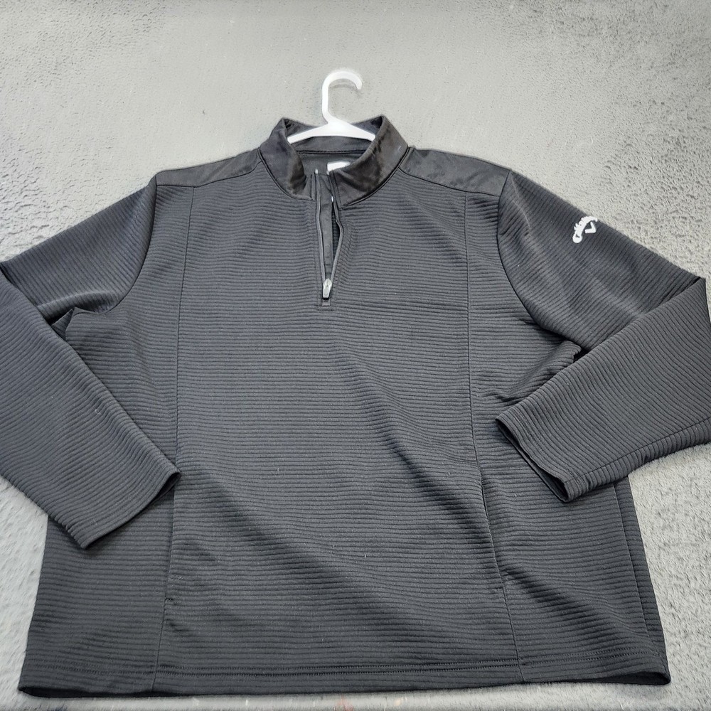 Callaway Opti-Dri Pullover Mens 2XL Black 1/4 Zip Long Sleeve Golf Shirt