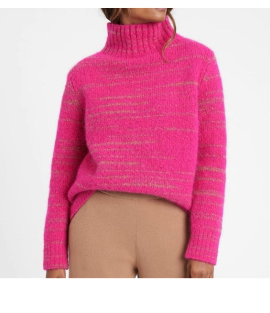 BANANA REPUBLIC Italian Spacedye Mock Chunky Pink Wool Blend Sweater XS