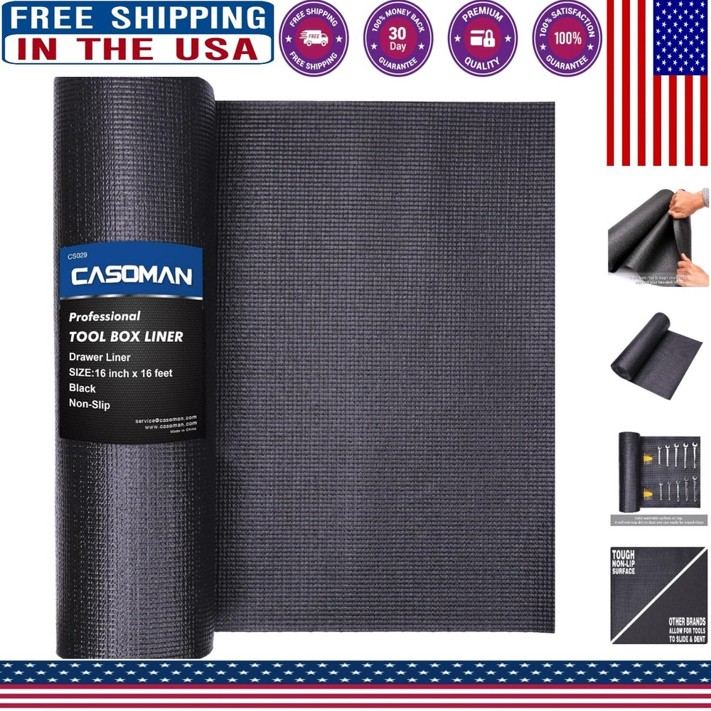 16-Inch Non-Slip Rubber Drawer Liner for Tools and Craft Storage