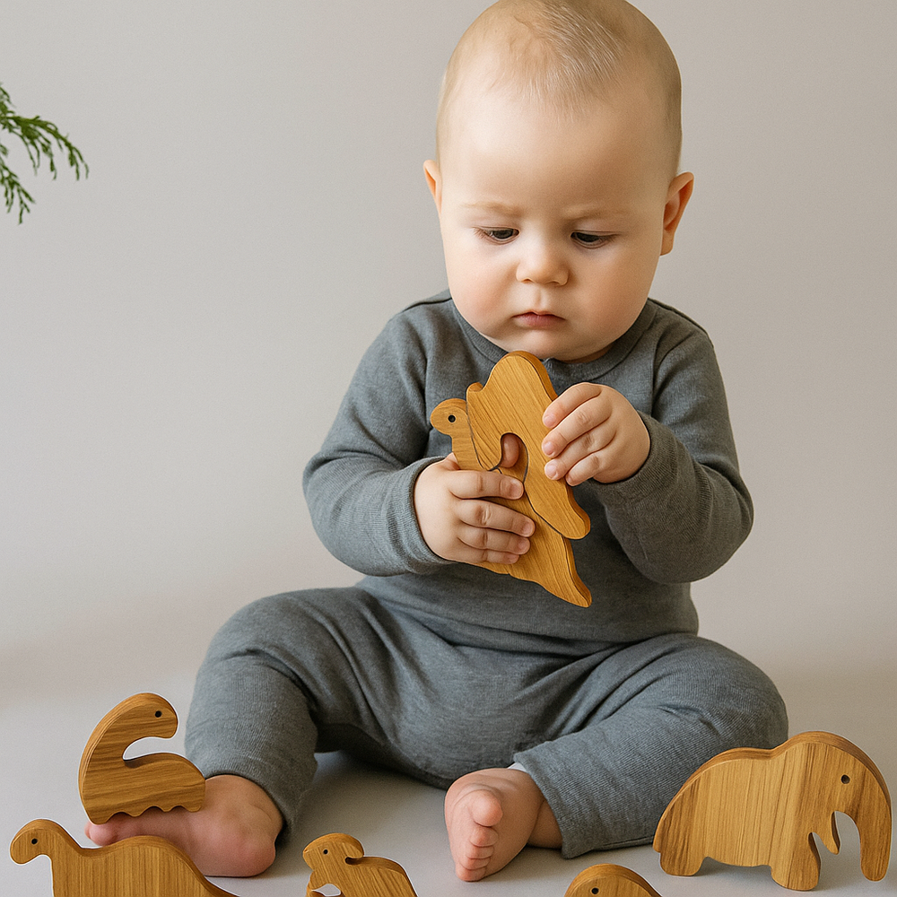 Wooden Puzzle, Wooden Baby Toys, Dinosaurs Wooden Toys Baby Shower Gift Handmade