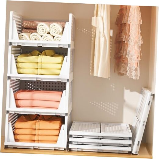 Stackable Plastic Storage Drawers for Closet Organizers and Storage,4 Pack
