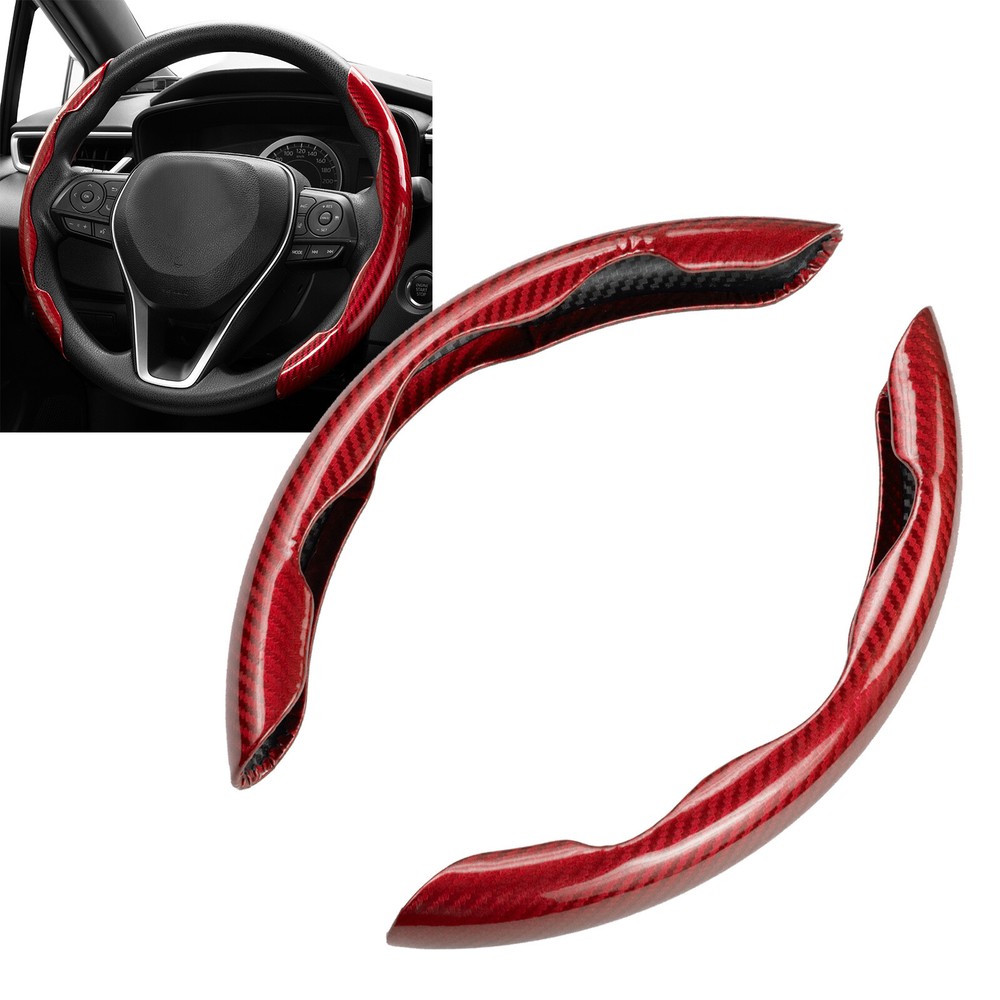 For Ford Car Steering Wheel Booster Cover Carbon Fiber Red Anti-slip Accessories