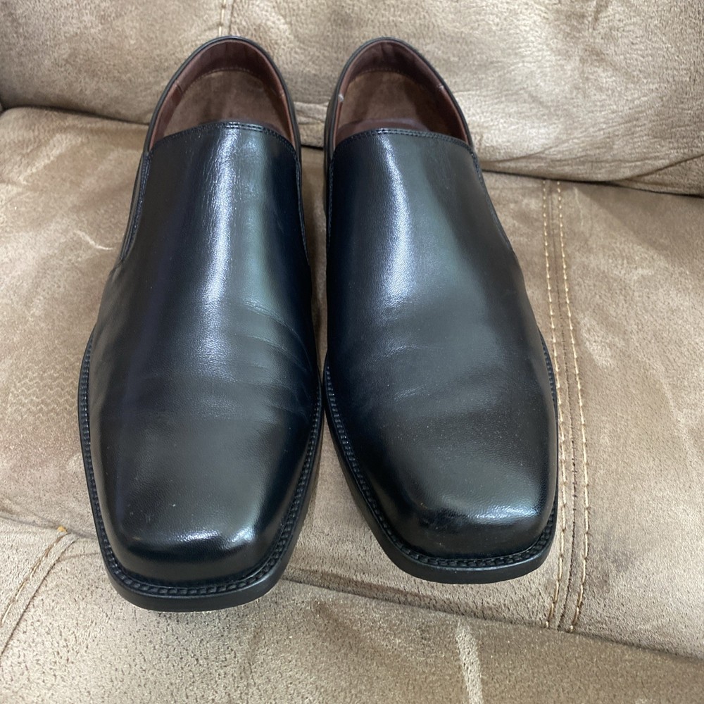 Johnston & Murphy Mens Dobson Loafers Dress Shoes Black Slip Ons 20-7777 12W