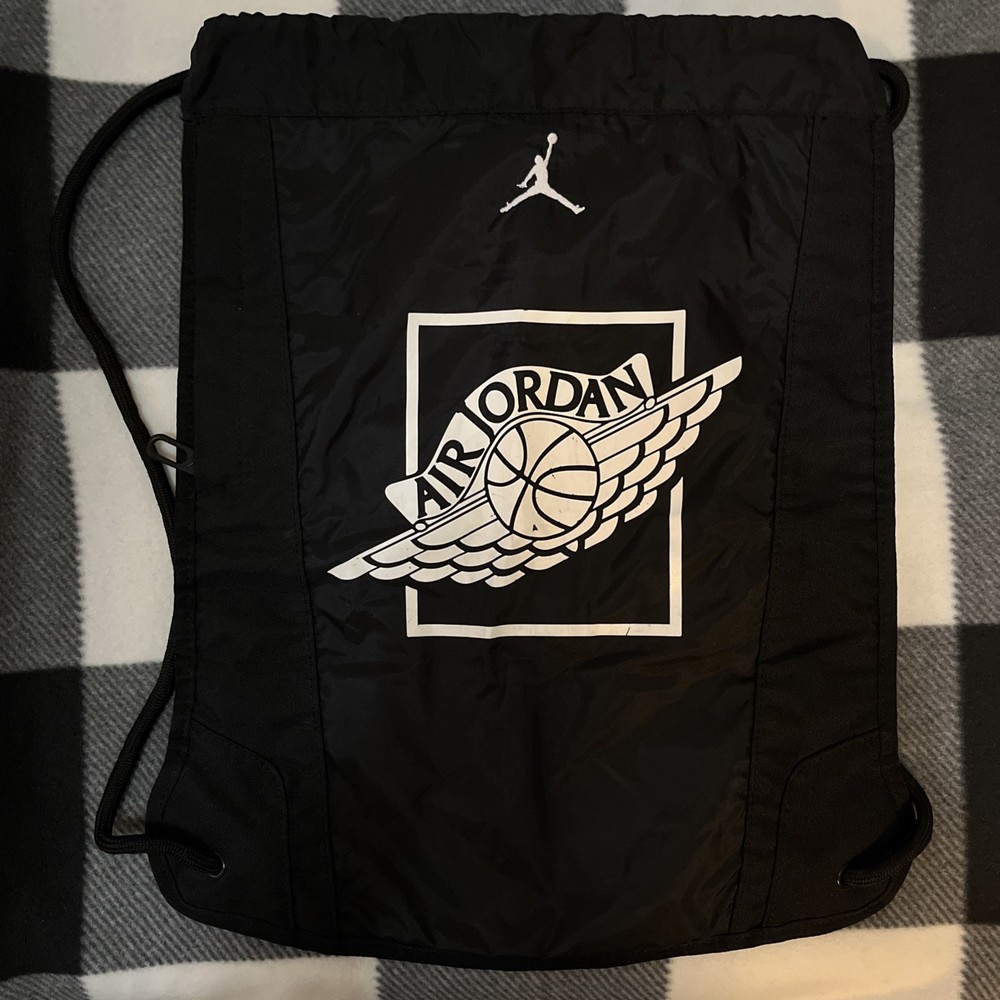 Vintage Nike Air Jordan Jumpman Wings Logo Drawstring Sports Bag