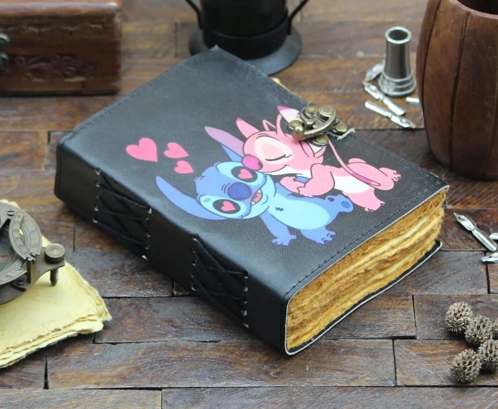Leather Stitch-Printed Blank Notebook - Perfect Christmas Gift for Kids
