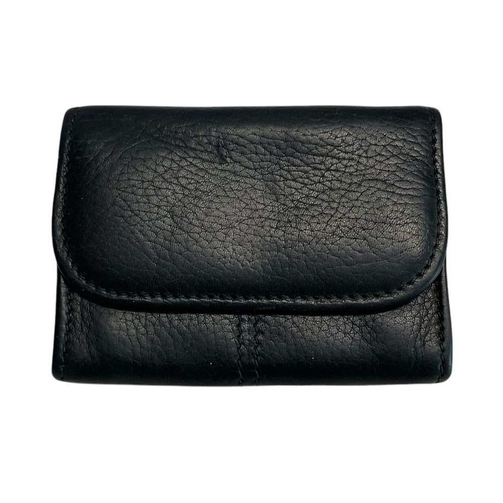 Vintage Coach Black Pebbled Leather Multi-Function Wallet with Natural Grain