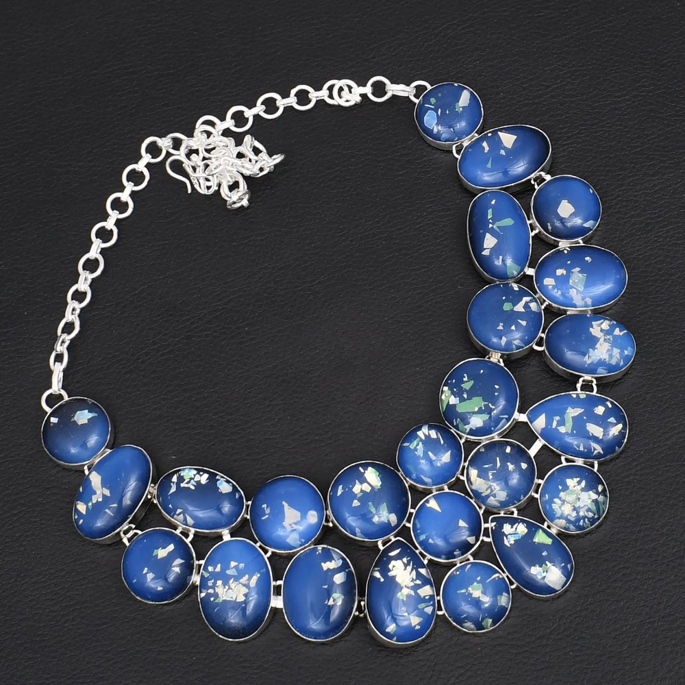 Doublet Opal Gemstone Handmade Big Necklace Jewelry For Women 133 Gms LBN-8293